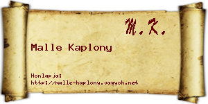 Malle Kaplony névjegykártya